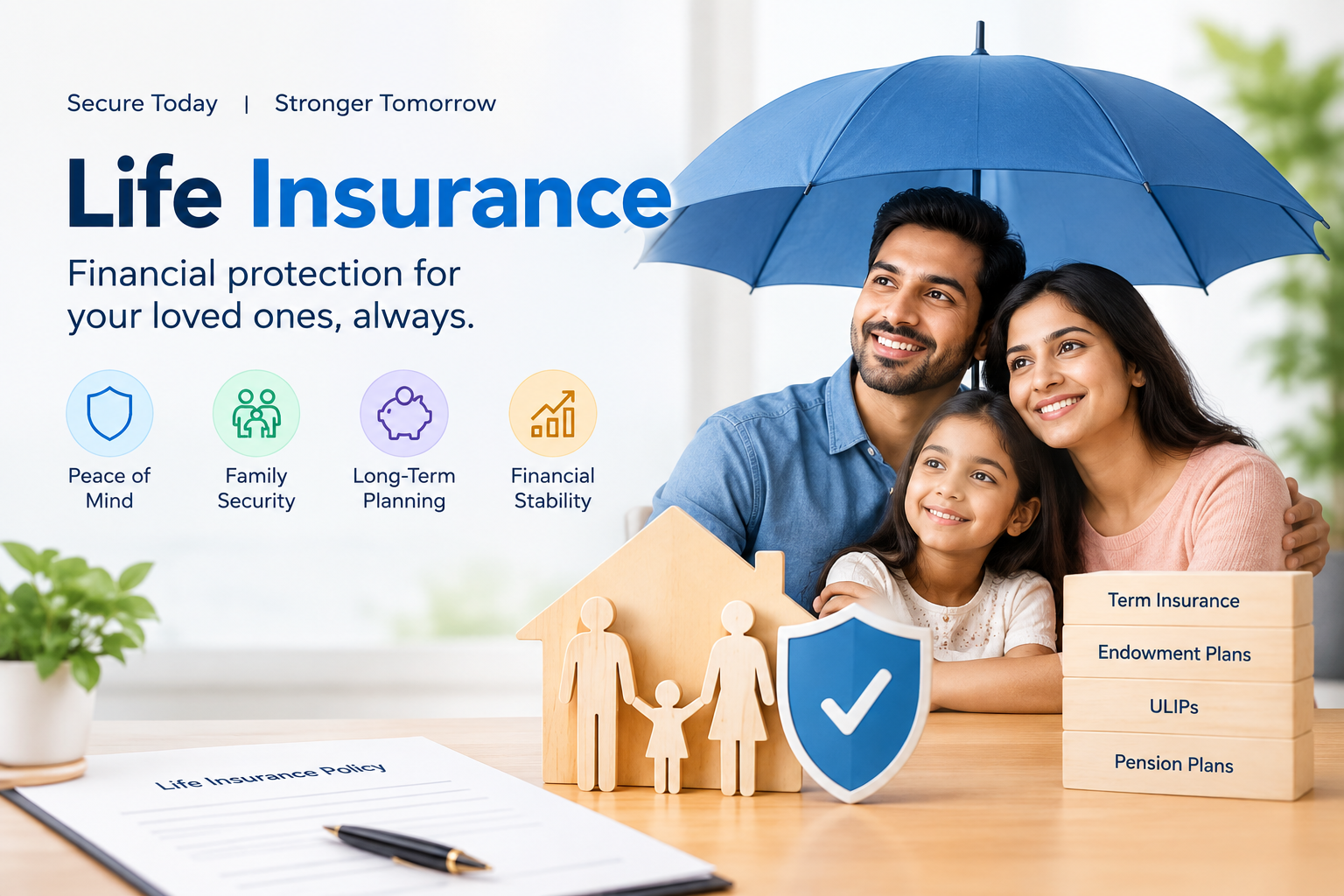 Life insurance in India showing family financial protection, life cover, term insurance and insurance planning